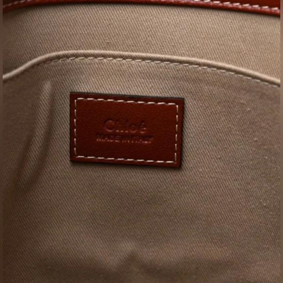 Preowned CHLOE Calfskin Med. Woody RibbonTote Sepia Brown- Great Condition. - Picture 6 of 12